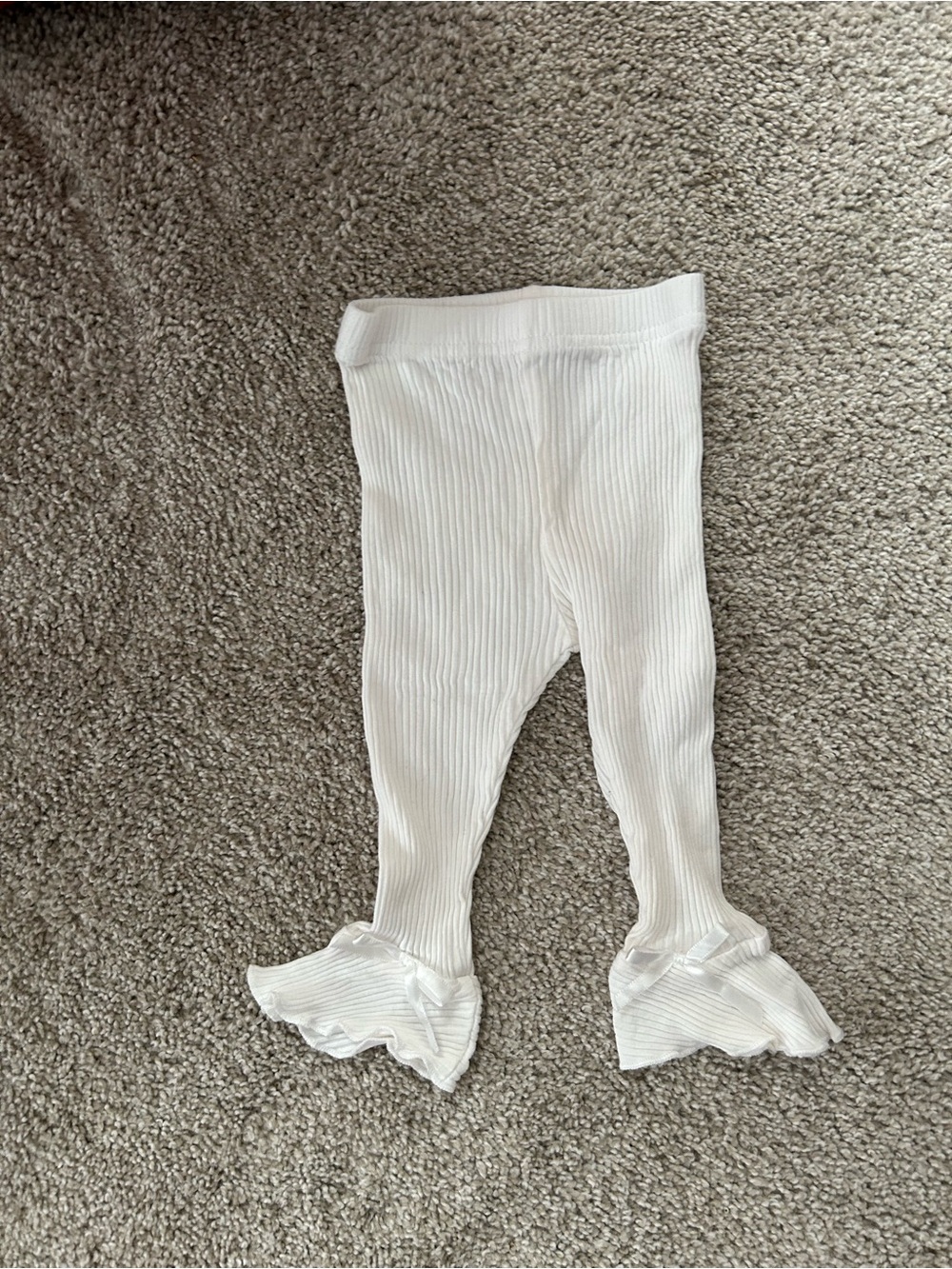 Girls White Ruffled Pants Size 12 Month